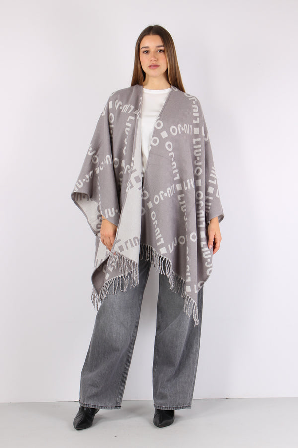 Poncho Logo Maxi Rombo Grey Cloud