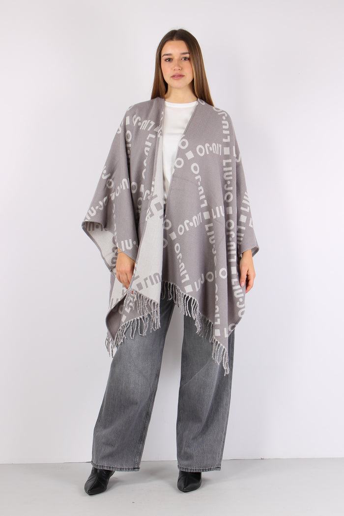 Poncho Logo Maxi Rombo Grey Cloud