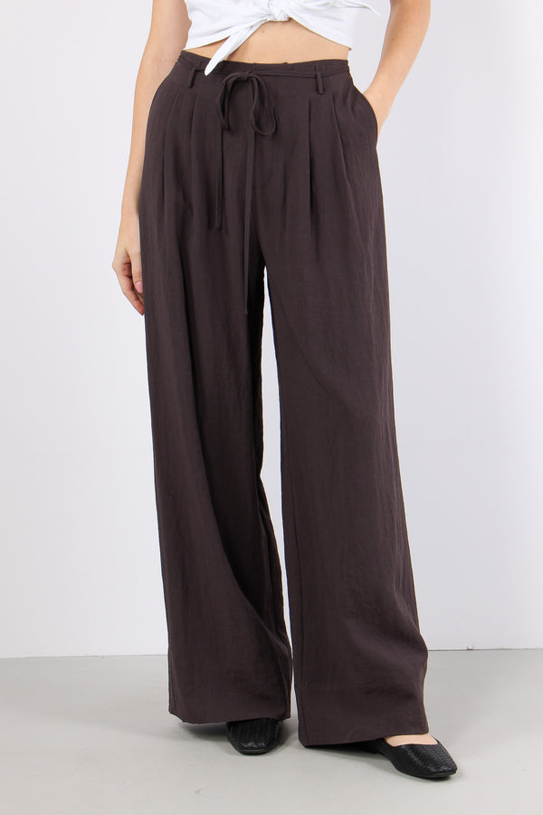 Pantalone Fluido Laccio Vita Malva-2