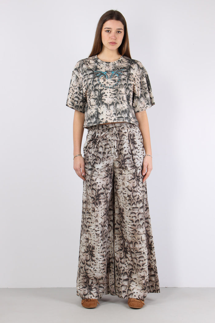 Gussola Pantalone Palazzo Snake Beige/nero-3