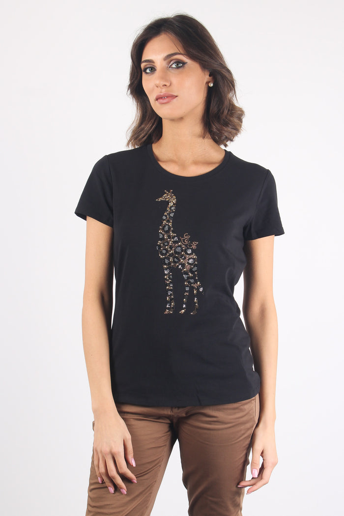 T-shirt Stampa Zebra Nero Giraffe-5