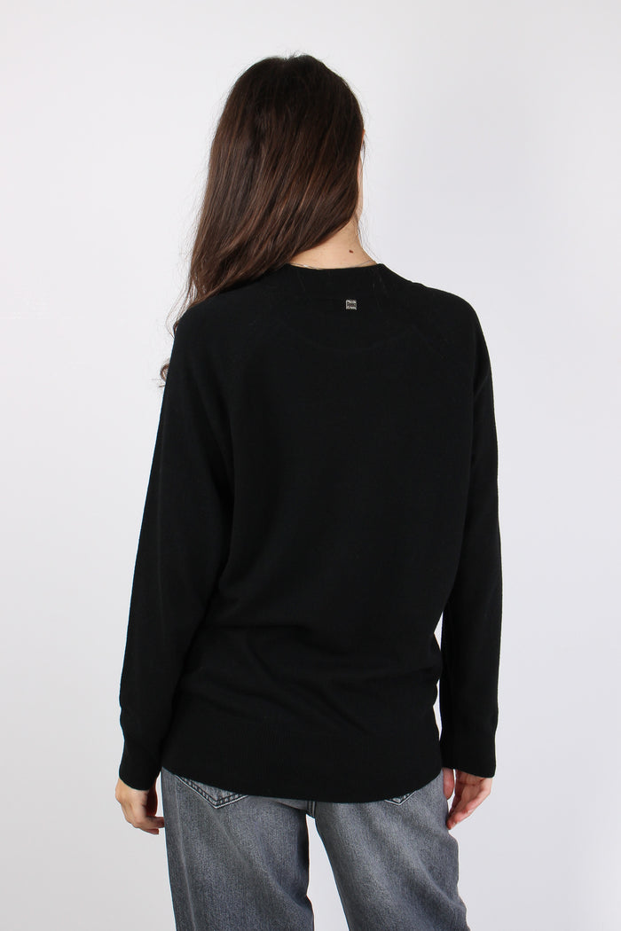 Maglia Misto Lana Spacco Nero-5