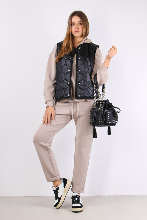 Smanicato Piuma Trapuntato Nero