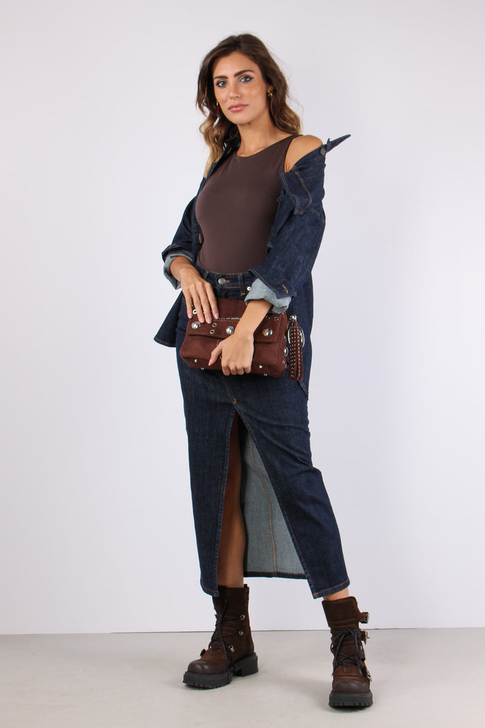 Body Viscosa Senza Maniche Moro-5