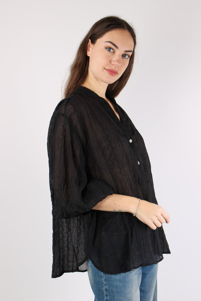 Camicia Mussola Ricami Nero-6