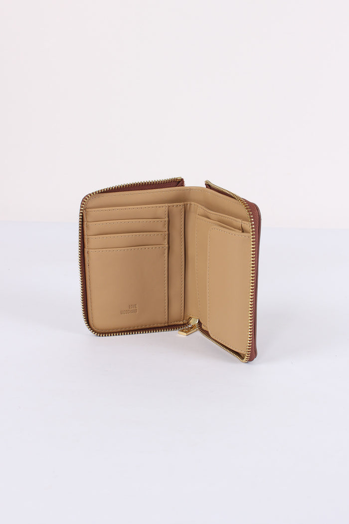 Zip Around Mini Logo Cuoio-4