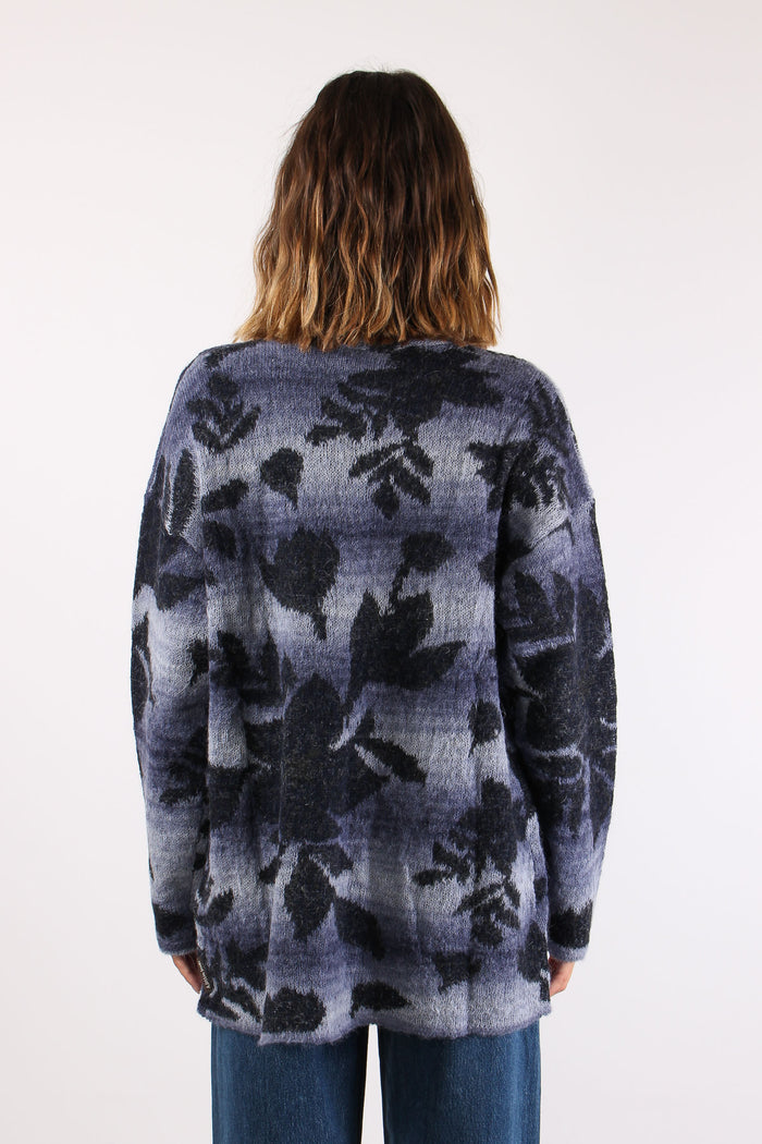 Cardigan Aperto Fiori Grigio/beige-4