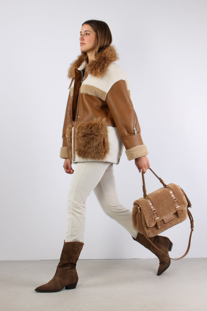 Montone Inserto Ecopelliccia Brown-7