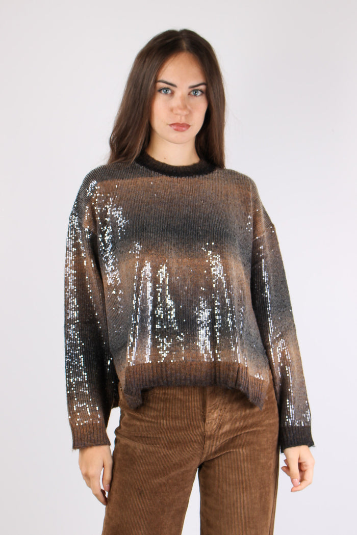 Maglia Riga Paillettes Brown Shaded-3