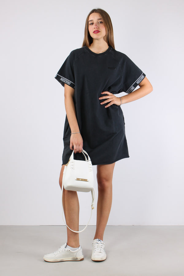 Maxi Felpa Scritta Manica Nero