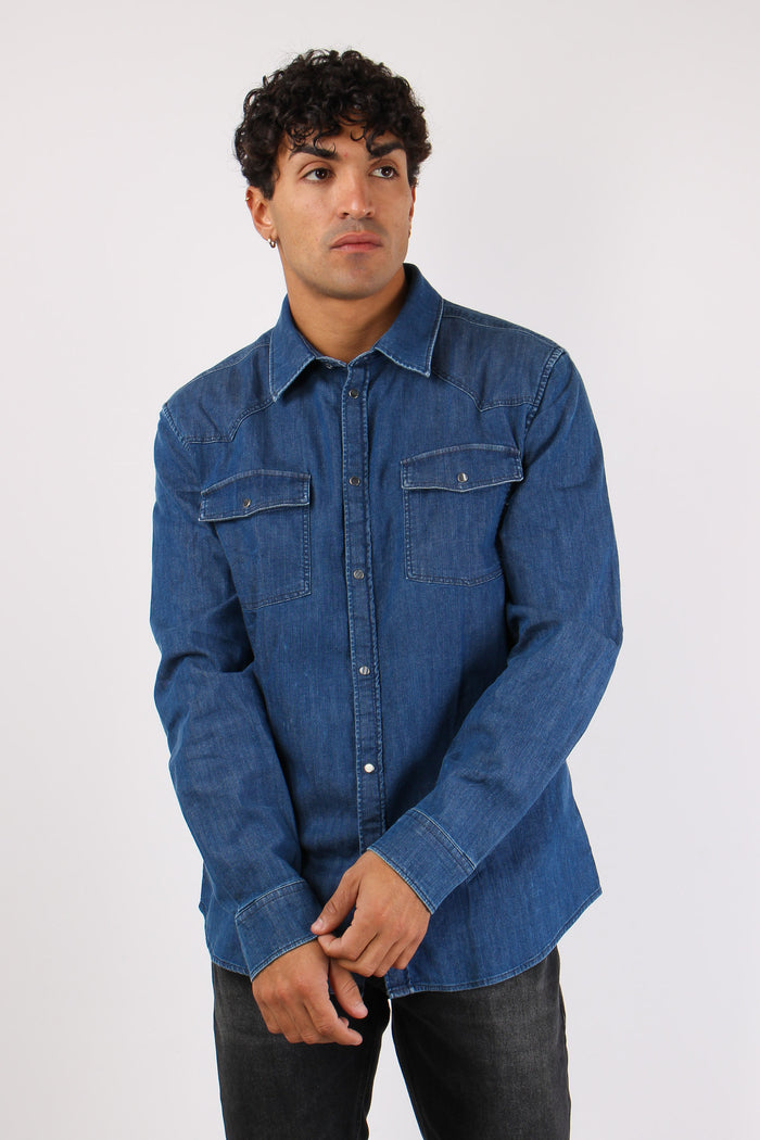 Camicia Denim Slim Denim Scuro