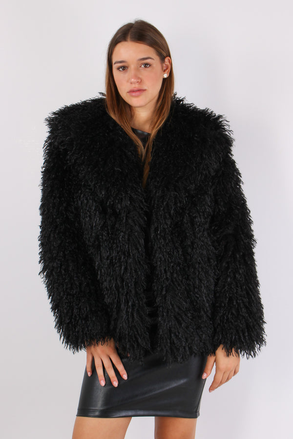 Ecopelliccia Mongolia Corta Black-2