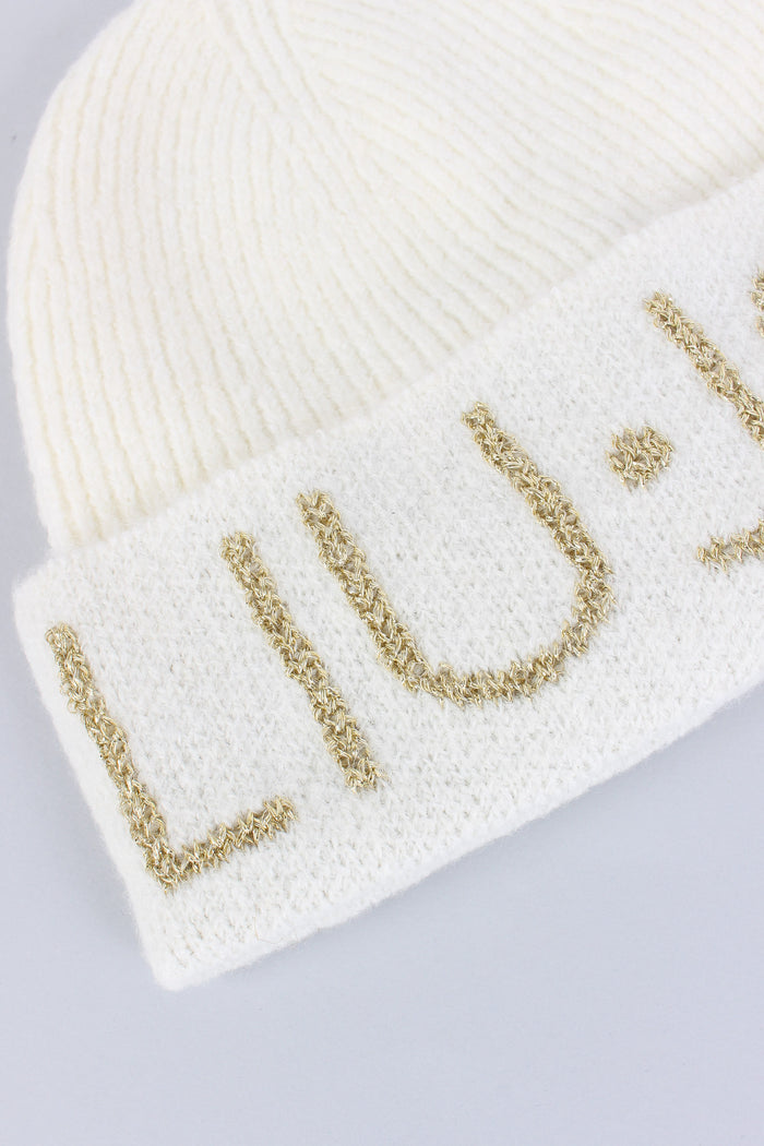 Cuffia Logo Lurex Bianco Lana-3