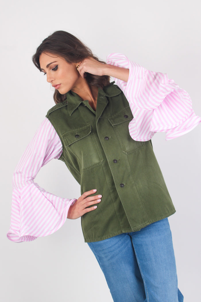 Feel Jacket Manica Camicia Cot Verde/royal-6