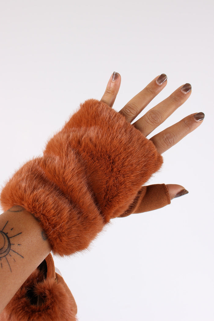 Guanti Ecopelliccia Cammello-4