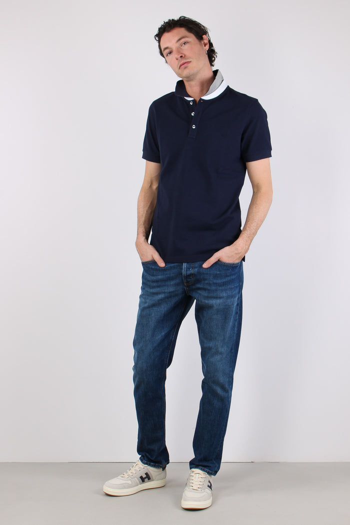 Polo Colletto Contrasto Blu-6