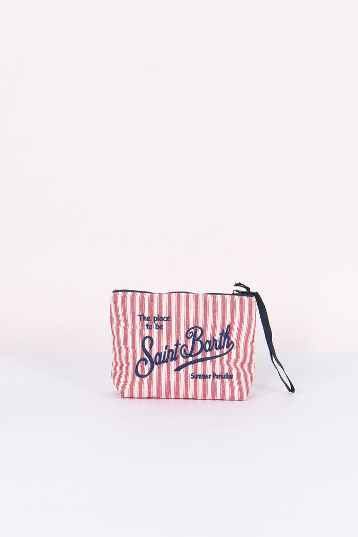 Aline Pochette Canvas Righe Rosso/bianco-3