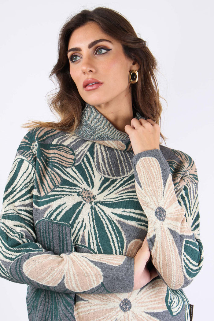 Collo Alto Stampa Grigio-8