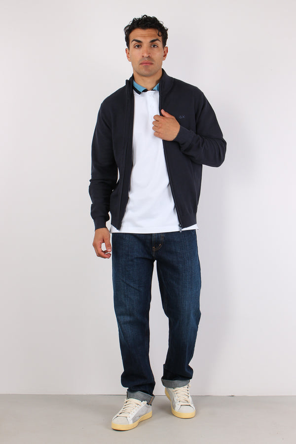 Full Zip Punto Riso Navy Blue