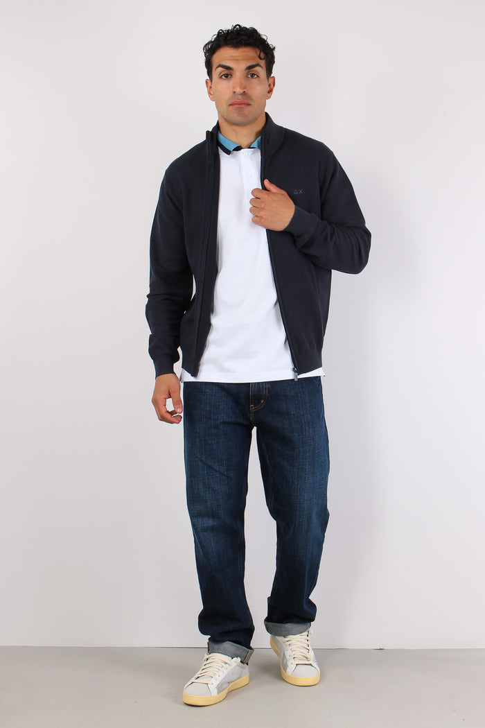 Full Zip Punto Riso Navy Blue