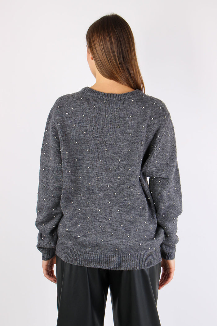 Maglia Inserto Strass Grey-4