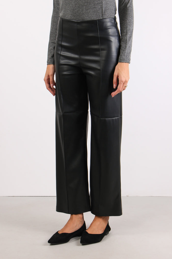 Pantalone Ecopelle Cuciture Nero-3