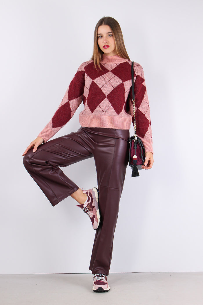 Maglia Collo Vulcano Inatarsi Rosa/bordeuax