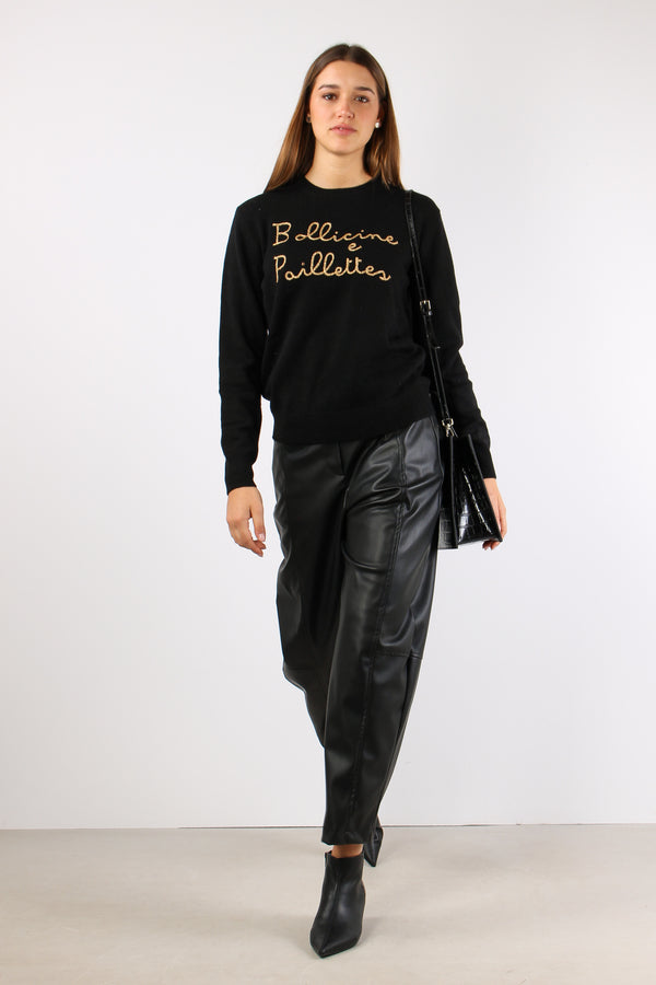 Girocollo Bollicine Paillettes Nero