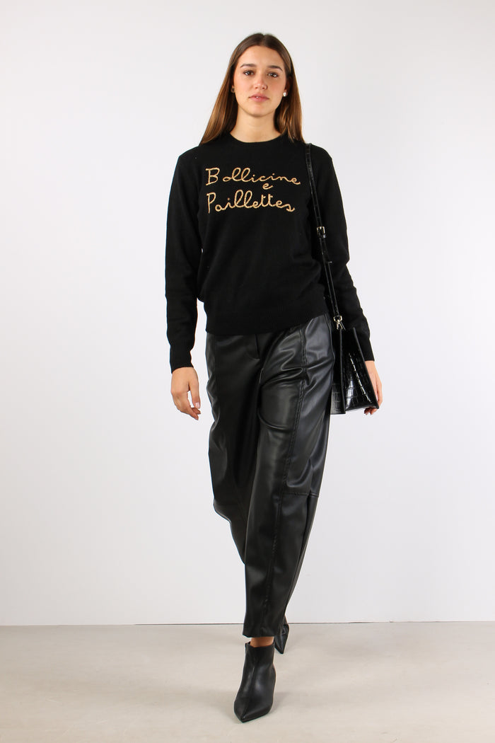 Girocollo Bollicine Paillettes Nero