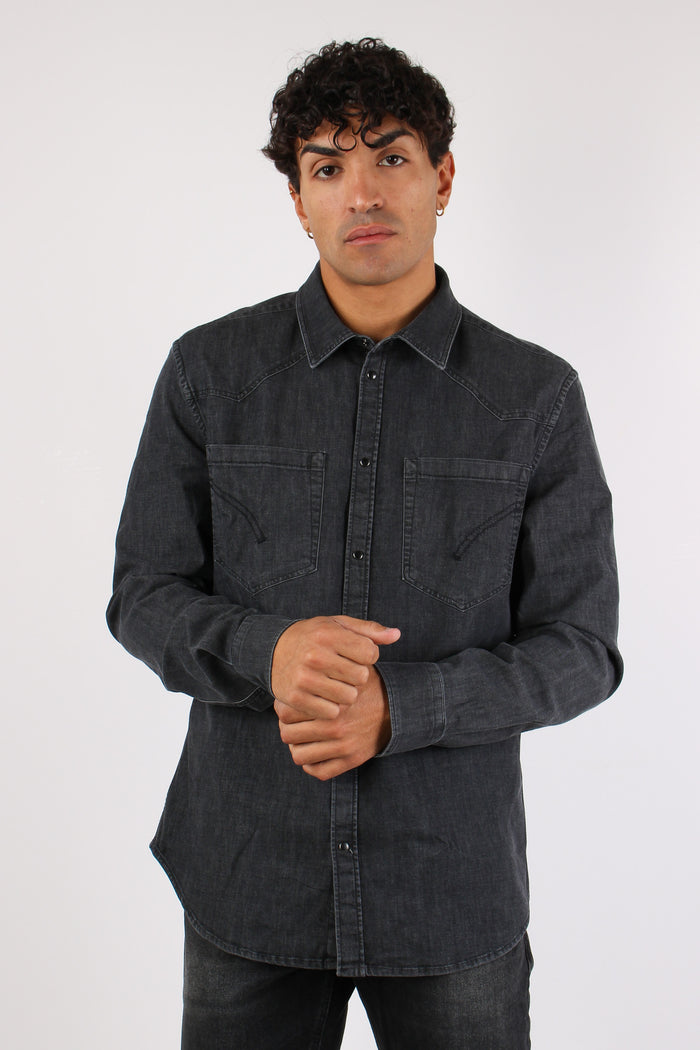 Camicia Denim Slim Nero-2