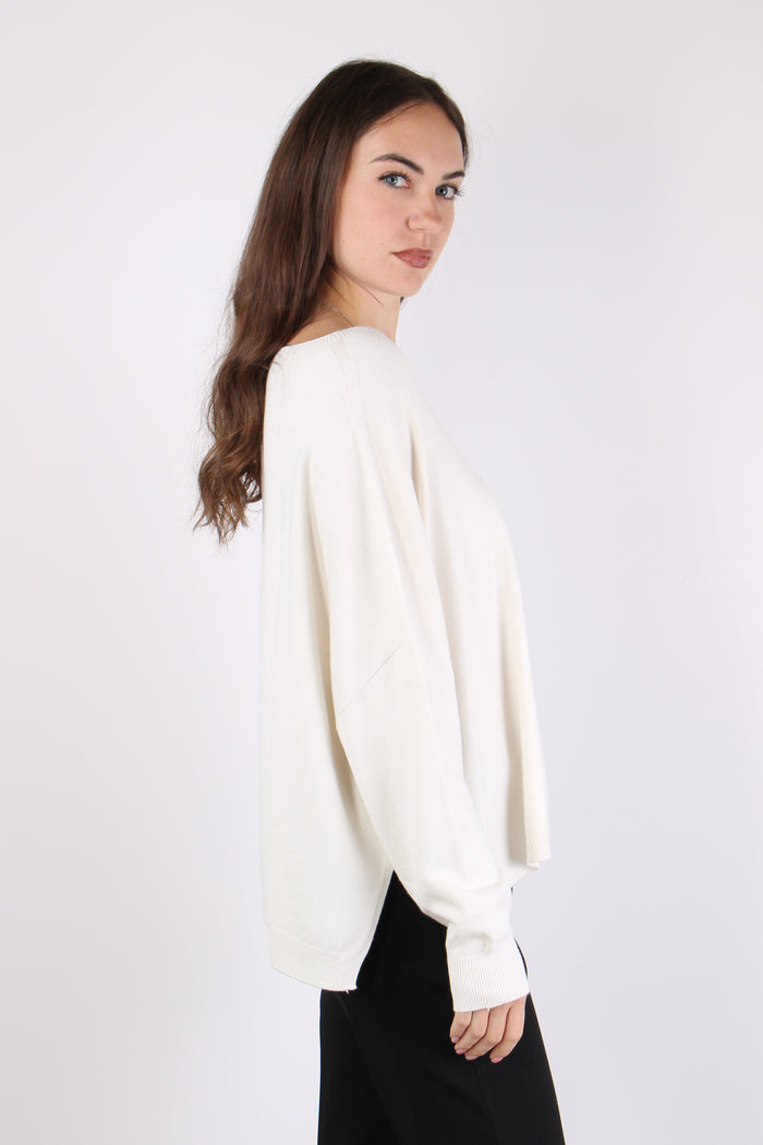 Maglia Girocollo Viscosa Off White-9