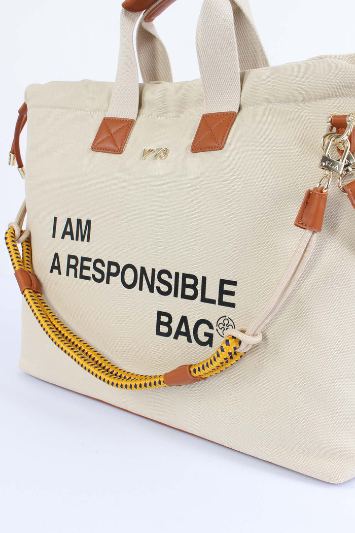 Responsible Sacca Canvas Off White/cuoio-4