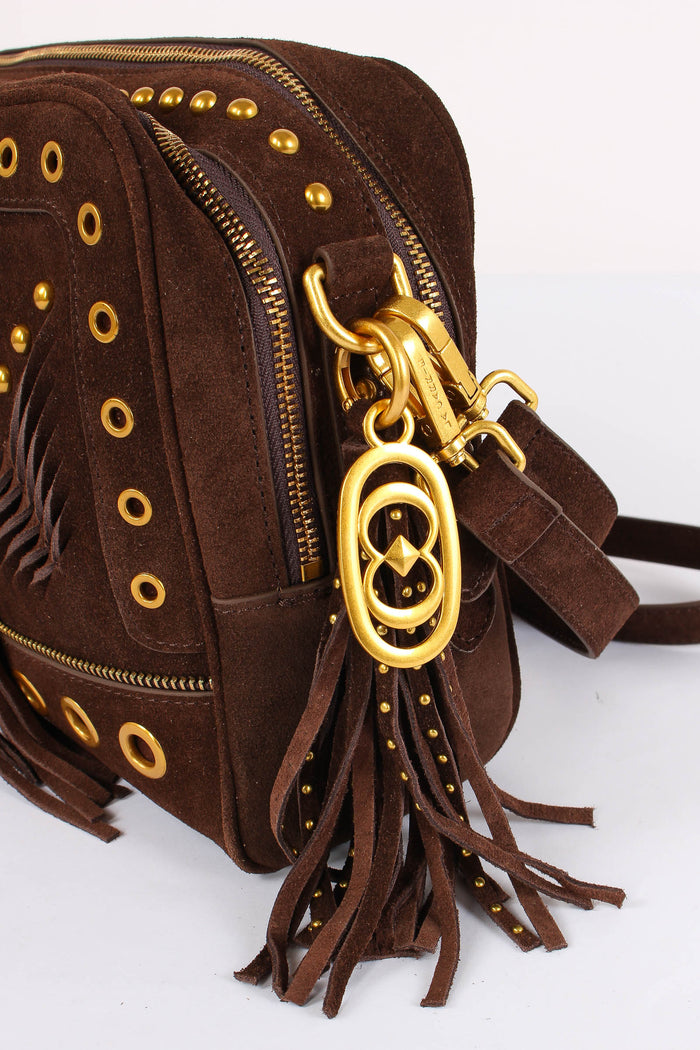 Bauletto Camoscio Frange Dark Brown-7