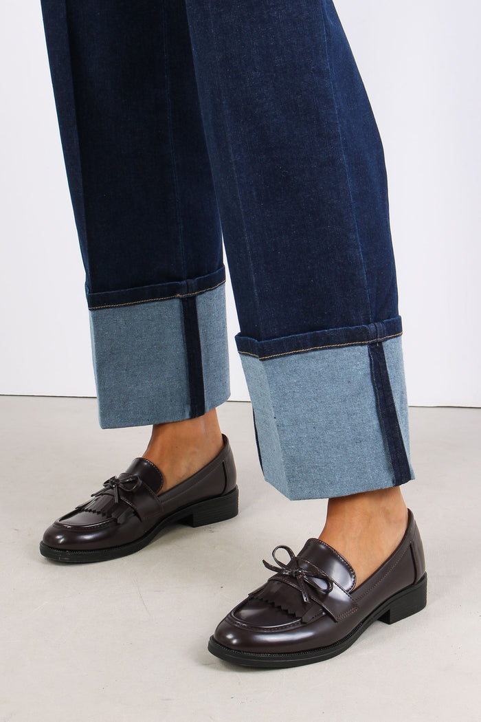 Denim Cropped Risvolto Denim Scuro-7