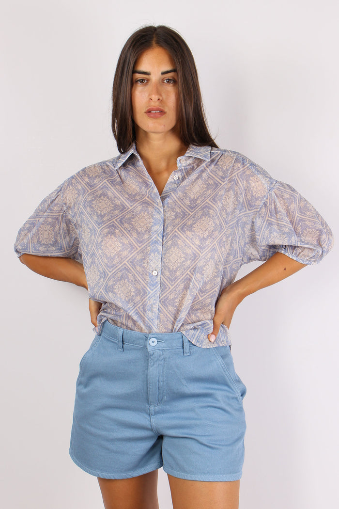 Camicia Manica Sbuffo Azzurro-2