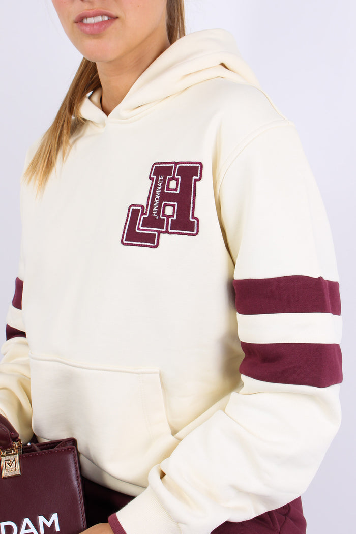 Felpa Cappuccio Collge Bianco Burro-6