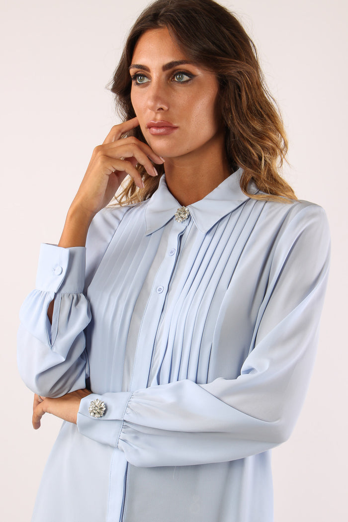 Barela Camicia Plisse Bottoni Gioiello Kentucky-7
