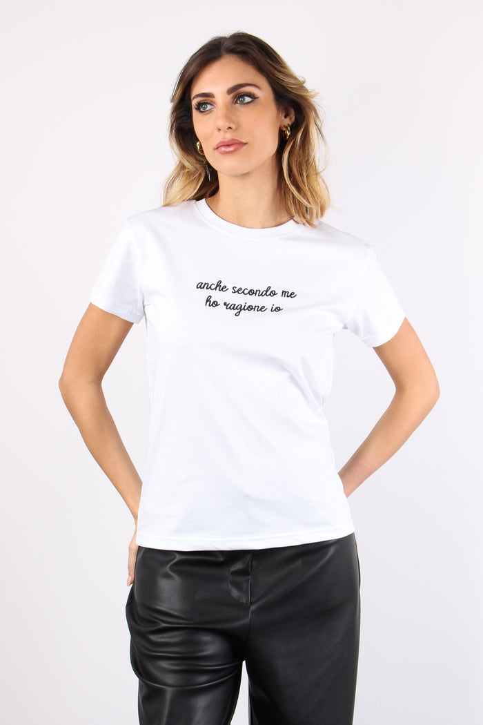 T-shirt Ricamo  Anche Secondo Bianco