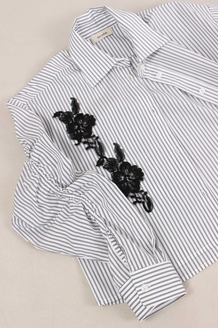 Camicia Riga Pizzo Laterale Bianco/nero-8