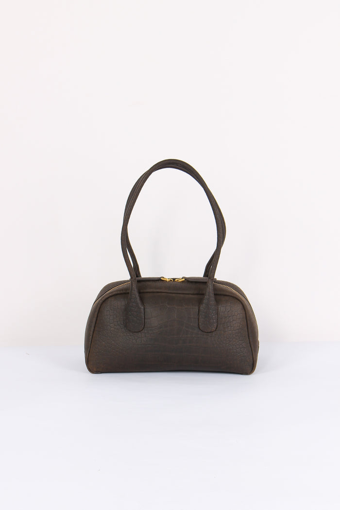 Baguette Stampa Cocco 2 Manici Dark Brown-3