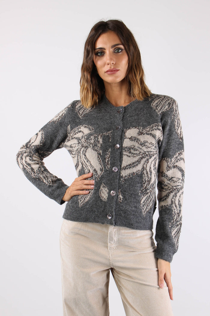 Cardigan Alpaca Fiori Grigio/beige-2