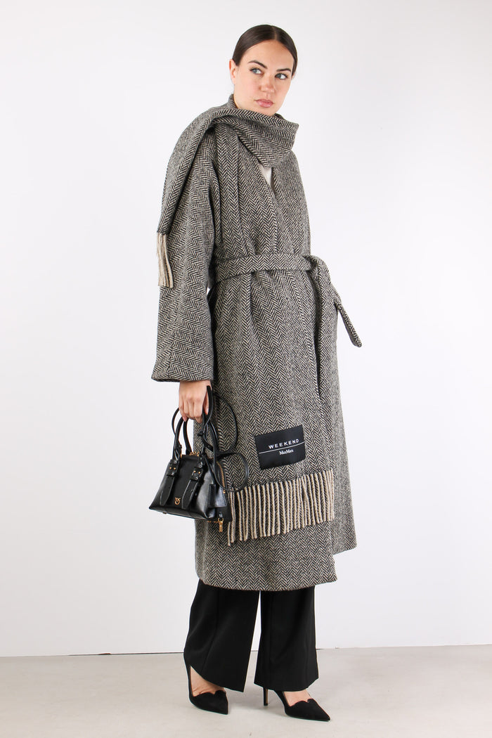 Zenica Cappotto Spinato Cintur Nero/cacha