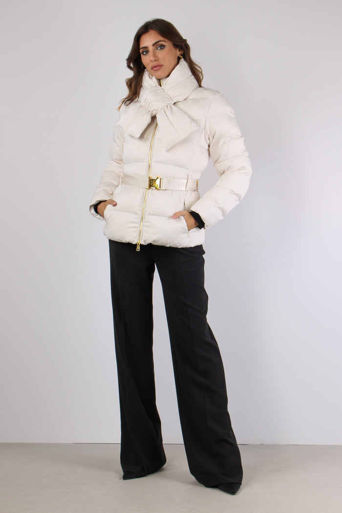 Piumino Logo Fiocco Collo Milk