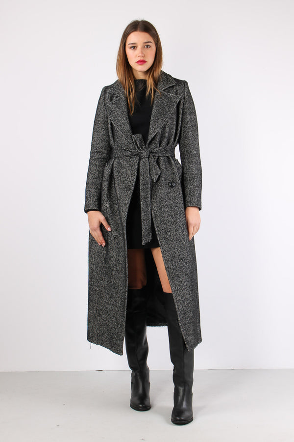 Cappotto Lungo Resca Nero/panna