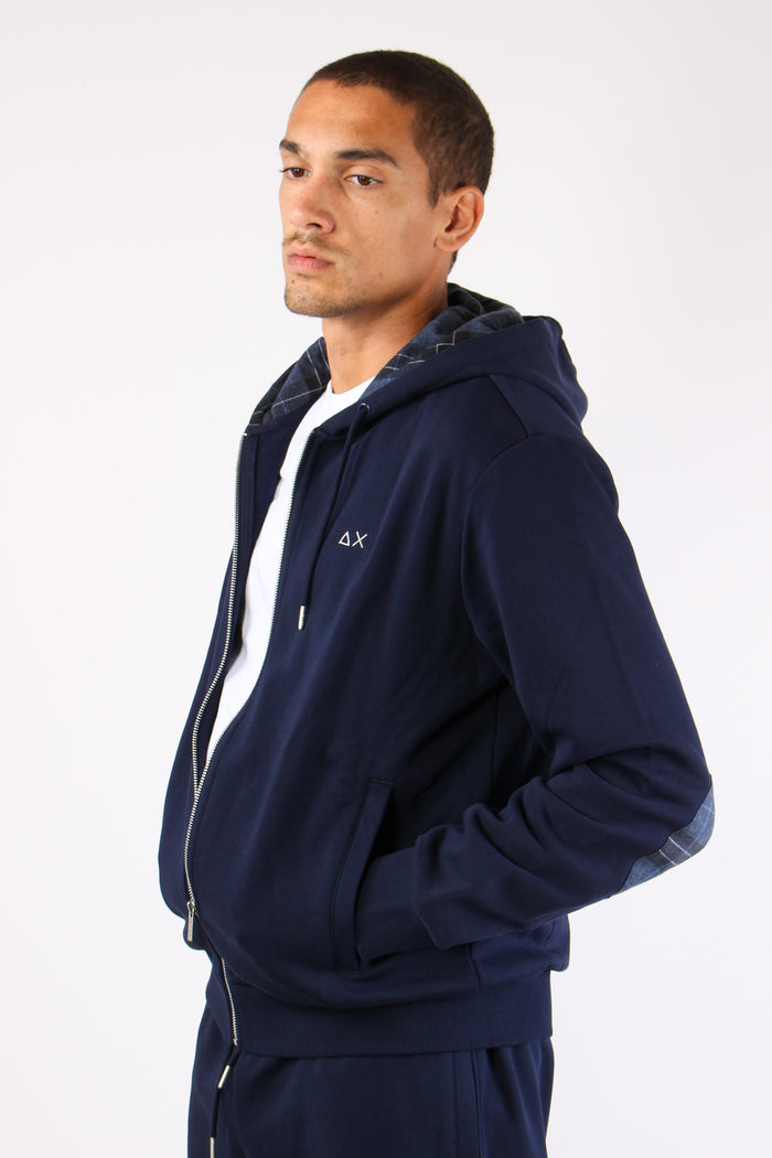 Felpa Zip Toppe Contrasto Navy Blue-5