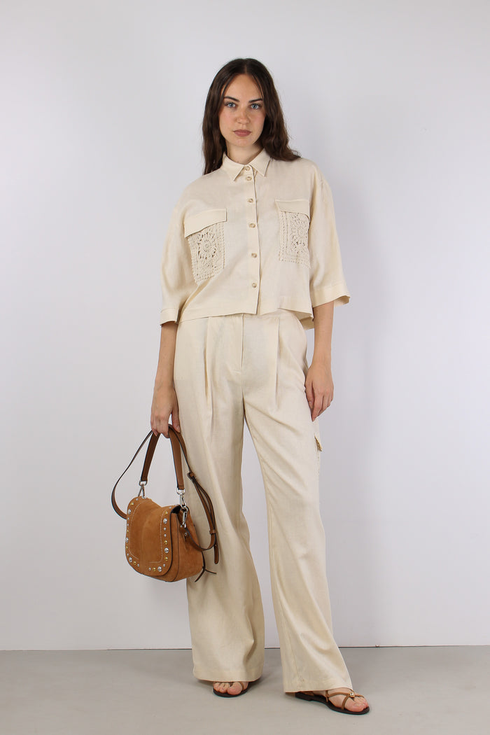 Pantalone Tasconato Macrame Beige-5
