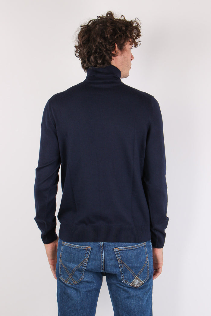 Collo Alto 100% Lana Blu Navy-4