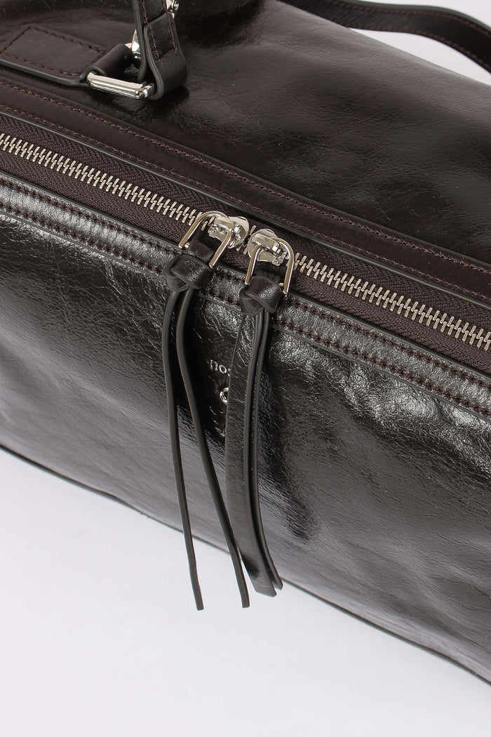 Maxi Trapezio Effetto Crinkle Dark Brown-5
