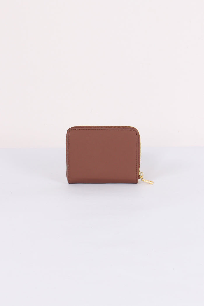 Zip Around Mini Logo Cuoio-3