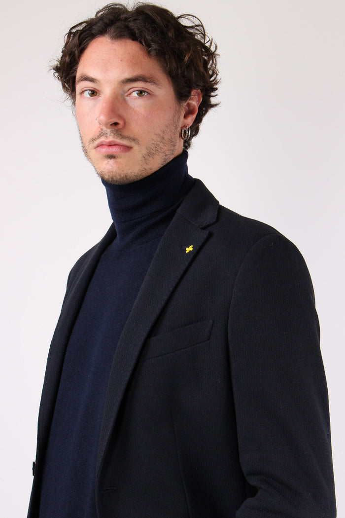 Giacca Tessuto Goffrato Blu-8